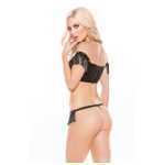 Naughty Faux Leather Off Shoulder Top And G String 2 Piece Set - AL124005