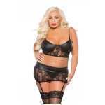 Kitten Lace And Wet Look Top And Garter 3 Piece - AL126602XK