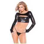 Kitten Wet Look Zipper Top One Size - AL55022K