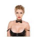 Black Faux Leather Bow Tie Collar One-Size - ALC4005