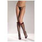 Black Fishnet Knee High With Lace Bow Trim - BEW618B