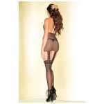 Sheer Suspender Floral Bodystocking With criss Cross Lace Side Panels And Bow Accent - BEWB77