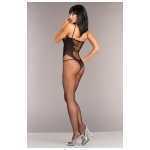 Opaque Bodystocking With  Lace Design One size - BEWB95