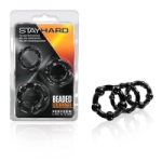 Stay Hard Beaded Cockrings 3 Piece Black - BN00015