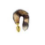 Artemis Large Gold Plug With Long Brown Tail - BONLT10023