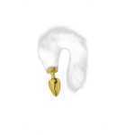 Artemis Large Gold Plug With Long White Tail - BONLT10024