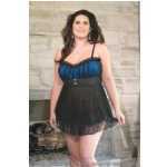 Baby Doll G-String Black-Blue 3X-4X - CQ13284X