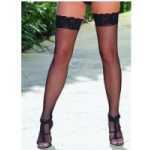 Thigh High Fishnet Lace Black One-Size Seville - DG0006BK