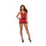 Lace Chemise And G String One-Size Lipstick Red And black - DG10140