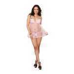 Mesh Baby Doll And G String Queen Size Pink - DG10142Q