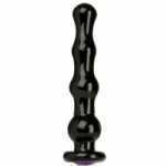 Violet Gems Wand Glass Butt Plug Black - DJ230208