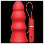 Kink Vibrating Silicone Butt Plug Rippled 7.5 Inch Red - DJ240135