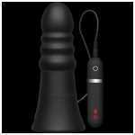 Kink Vibrating Silicone Butt Plug Ridged 8 Inch Black - DJ240136