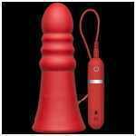 Kink Vibrating Silicone Butt Plug Ridged 8 Inch Red - DJ240137