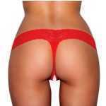 Crotchless Panties Water-Proofearl Beads Red Ml - ELHVP02REDML