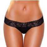 Vibrating Lace Thong Black M-L - ELHVP04BLKML