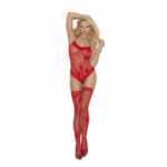 Lace Teddy And Stockings Red One Size - ELM1562