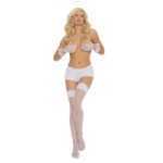 Sheer Lace Up Thigh Hi White One Size - ELM1721W