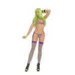 Vivace Bra G String And Stockings Neon Purple - ELM8865