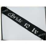 Bride 2B Sash Black With Clear Stones - GASBTBBS