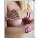 Pink Bound Leather Wrist Cuffs - KL222