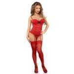 Bustier And G-String Red LargeXLarge Luv Lace - MSB473REDLXL