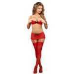 Bra And Garter Skirt And G-String Red LargeXLarge Luv Lace - MSB474REDLXL