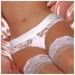 Lace Tanga Satin Waist White One-Size - MSG537WHT1SZ