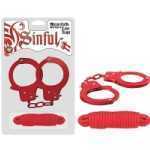 Sinful Metal Cuffs With Love Rope Red - NW25441