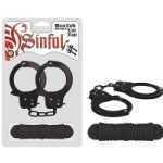 Sinful Metal Cuffs With Love Rope Black - NW25443