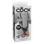 King Cock 10 Inch Hollow Strap On Suspender System Flesh - PD564121