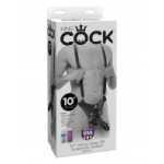 King Cock 10 Inch Hollow Strap On Suspender System Black - PD564123