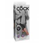 King Cock 12 Inch Hollow Strap On Suspender System Flesh - PD564321