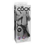 King Cock 12 Inch Hollow Strap On Suspender System Black - PD564323