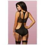 Microfiber And Fishnet Teddy Black One Size - STM10756PBK