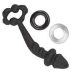 Cloud 9 Extra Long Prostate Plug Black With Bonus C Rings - WTC85233