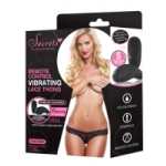 Lace Thong Vibrating With Remote Black One Size - XGSV1BK